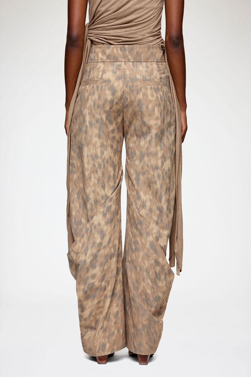 Trousers in Printed Cotton, Organic Cotton, in colour Burro - 3 - GANNI