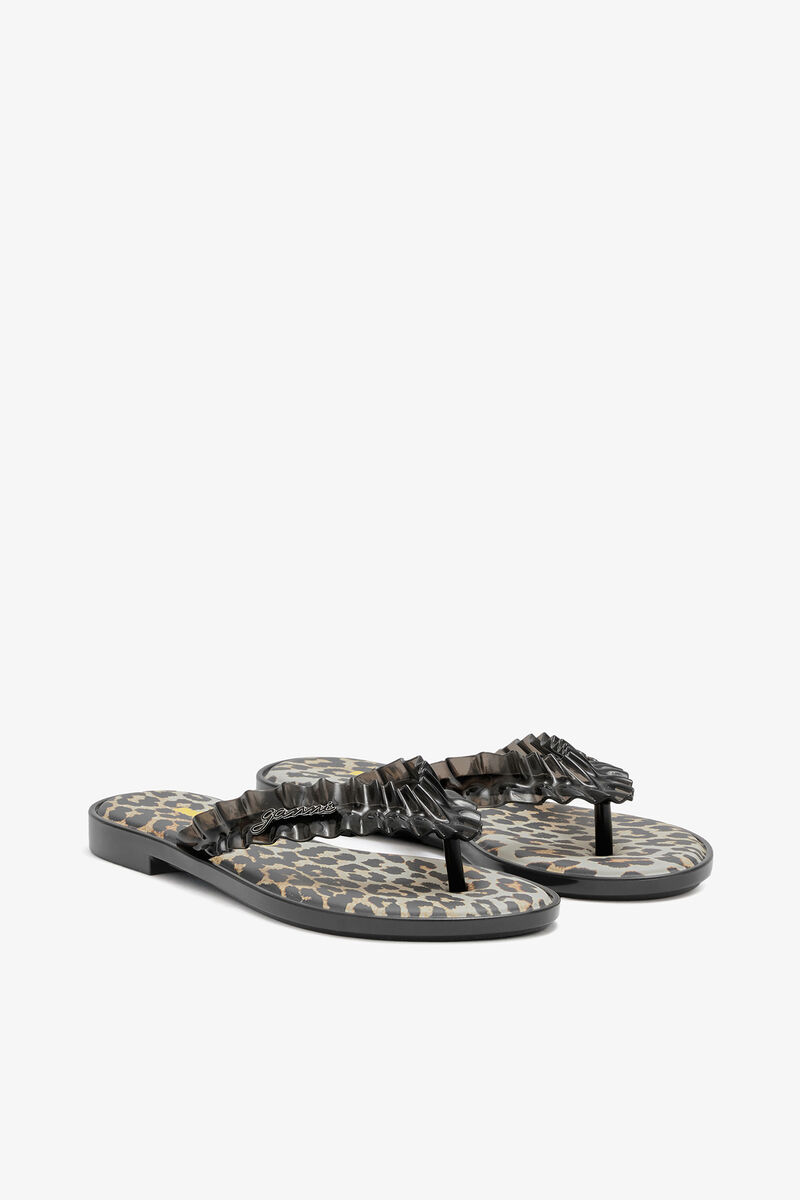 Melissa flip flop i leopardprint, Polyvinyl Chloride, in colour Black - 2 - GANNI