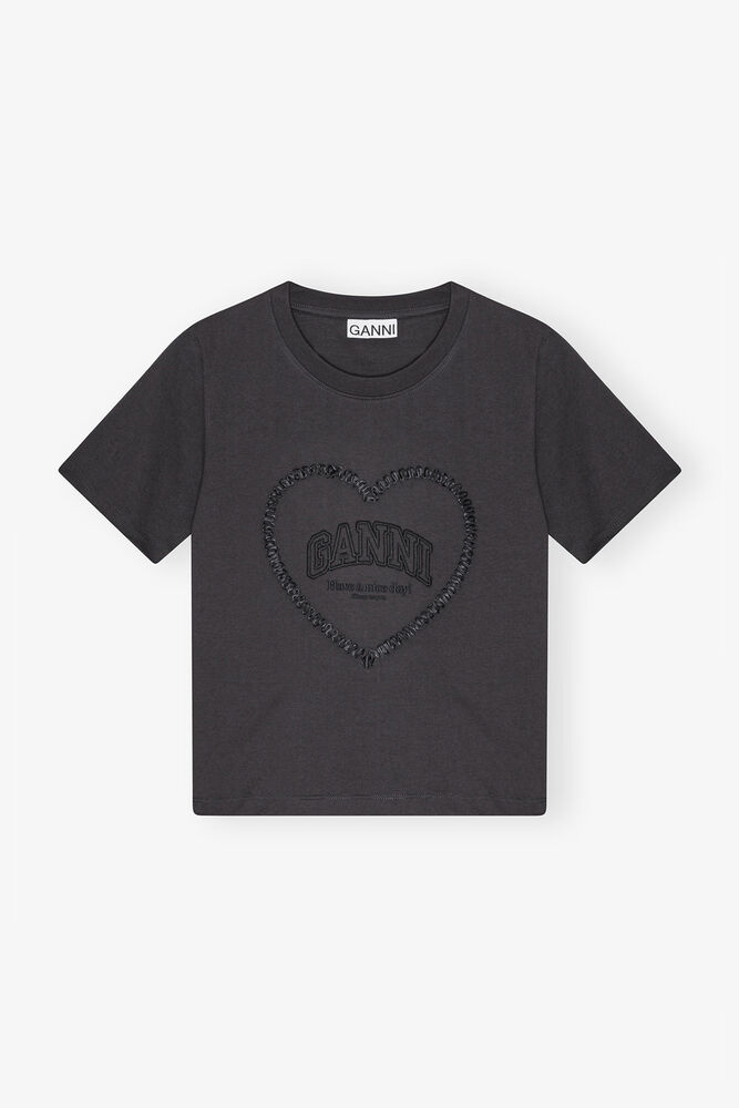 Black Cropped Heart T-shirt, Phantom
