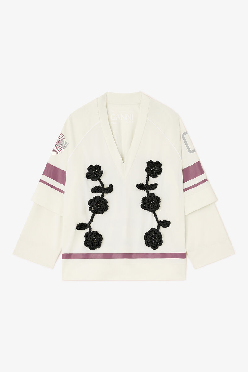 Ivory GANNI League Long-sleeve, Polyester, in colour Egret - 1 - GANNI