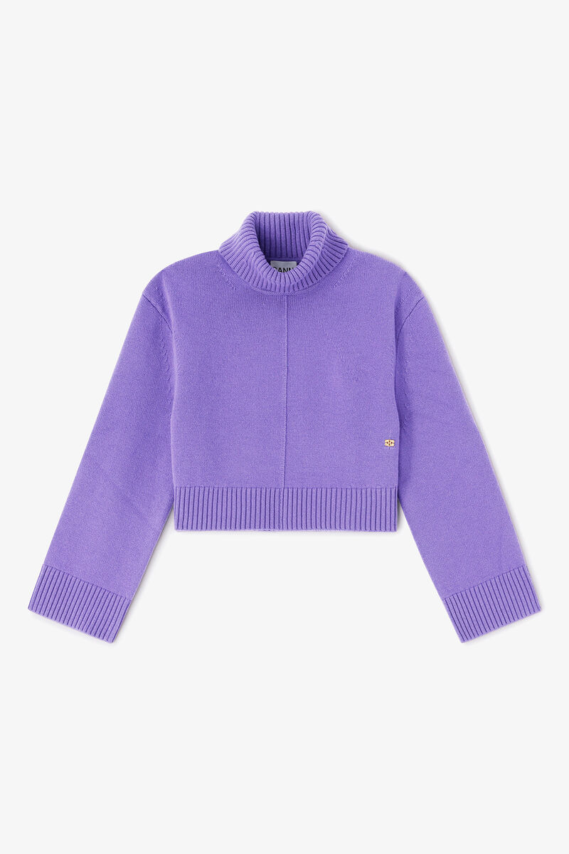 Wool Turtleneck Jumper, Wool, in colour Passion Flower - 1 - GANNI