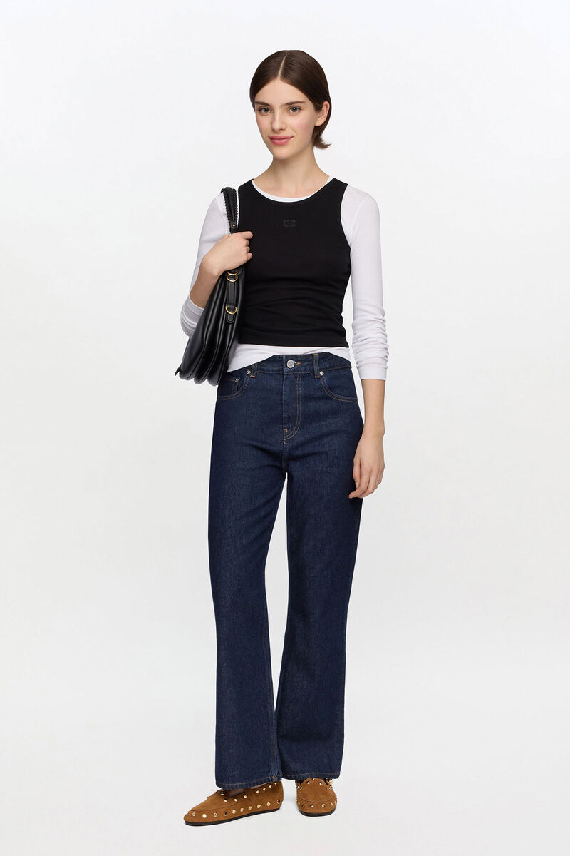 Jean fonc&eacute; Betzy, Organic Cotton, in colour Rinse - 1 - GANNI