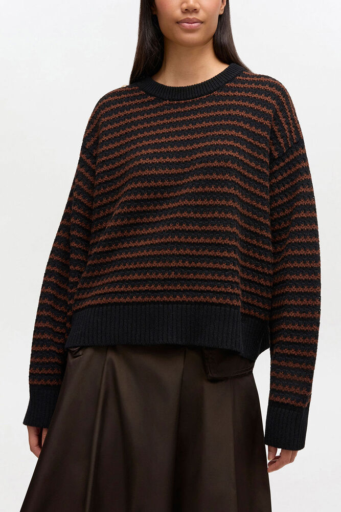 Stripe Wool Mix Jumper, Chocolate Plum