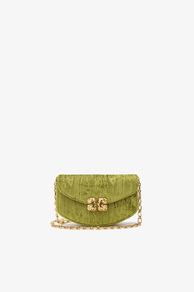 Lulu Wallet On Chain in Velvet Moire, Spinach Green