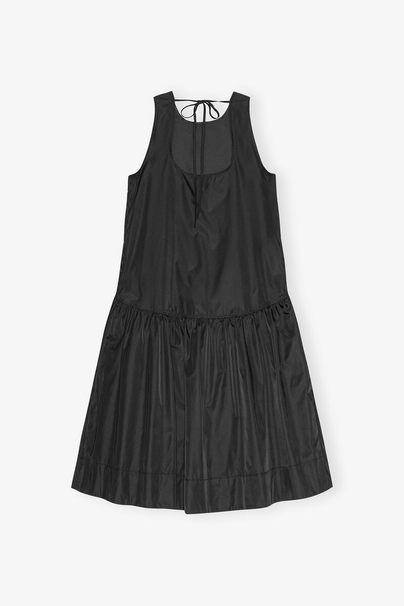 Midikjole i sort duchesse-nylon, Recycled Polyamide, in colour Black - 2 - GANNI