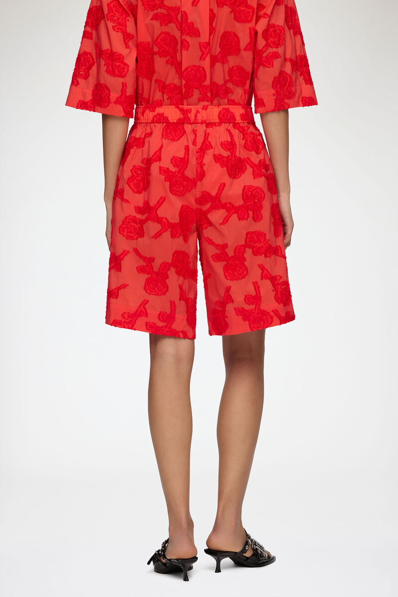 Short en fil coup&eacute; rouge, Recycled Cotton, in colour Fiery Red - 3 - GANNI