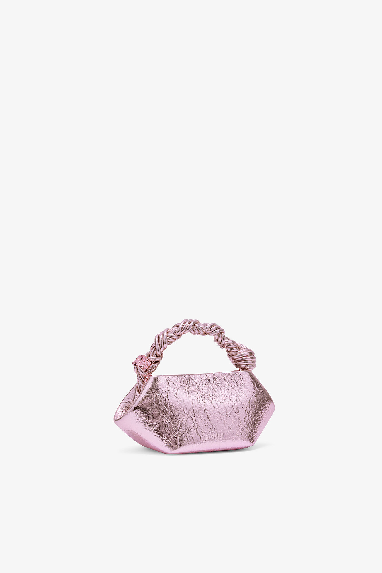 Metallic Mini Bou Bag, Polyurethane, in colour Silver Pink - 2 - GANNI