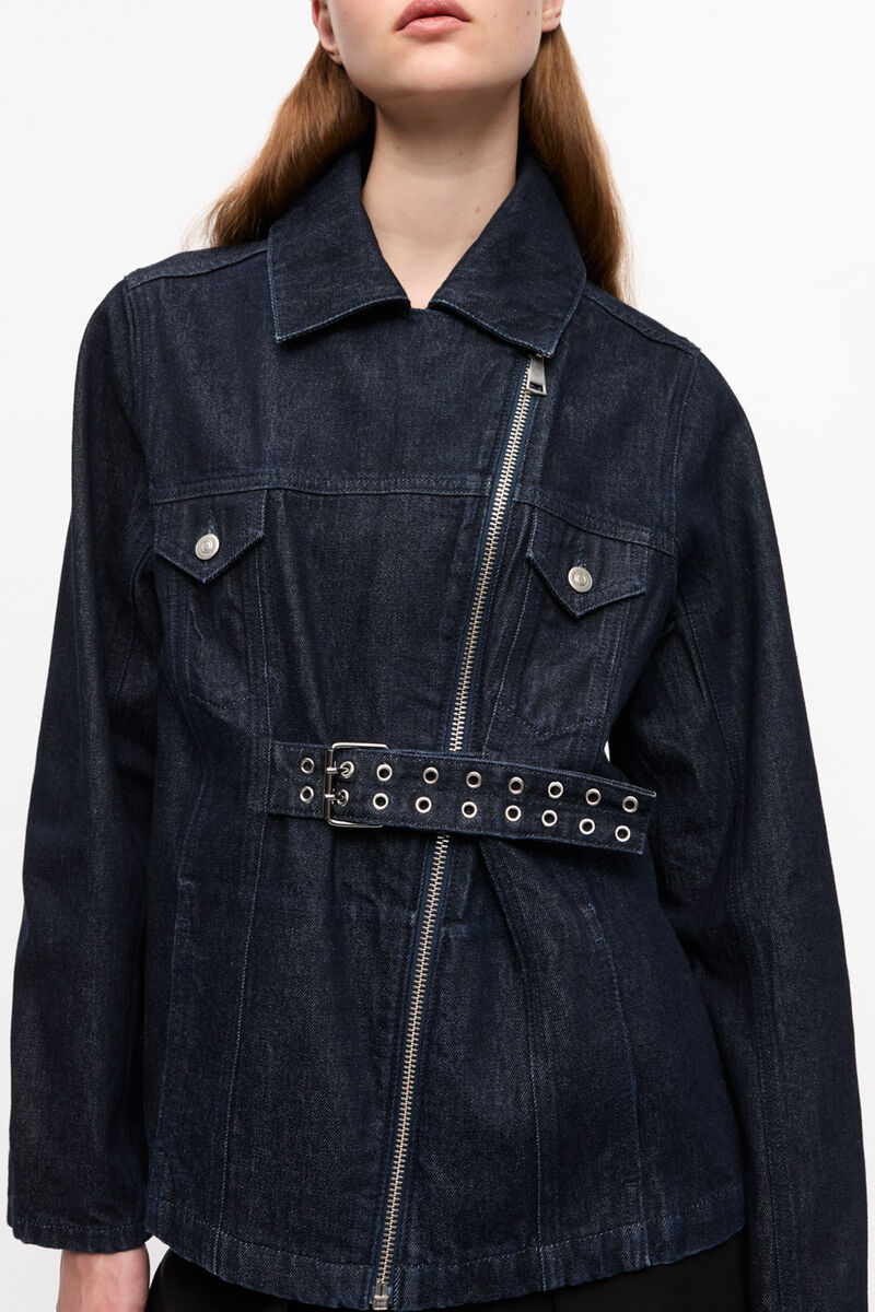 Blue Rinse Denim Jacket, Organic Cotton, in colour Rinse - 1 - GANNI