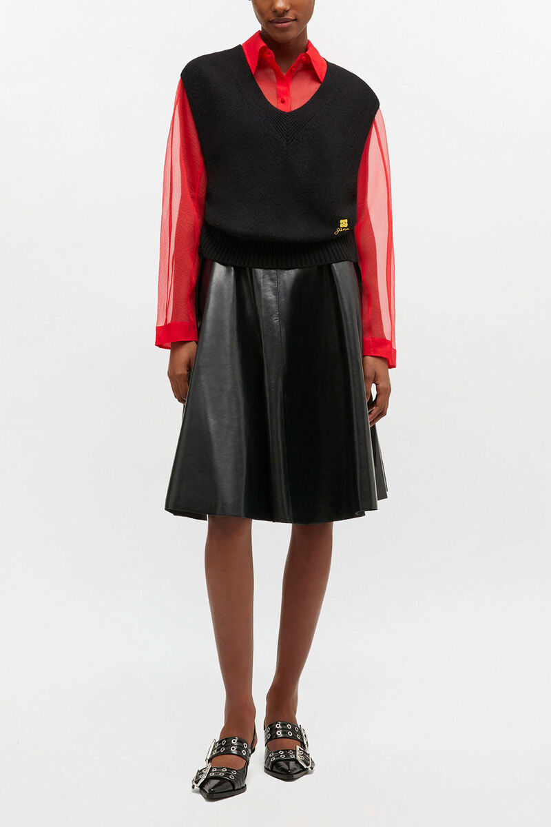 Wool Mix Vest, Wool, in colour Black - 2 - GANNI