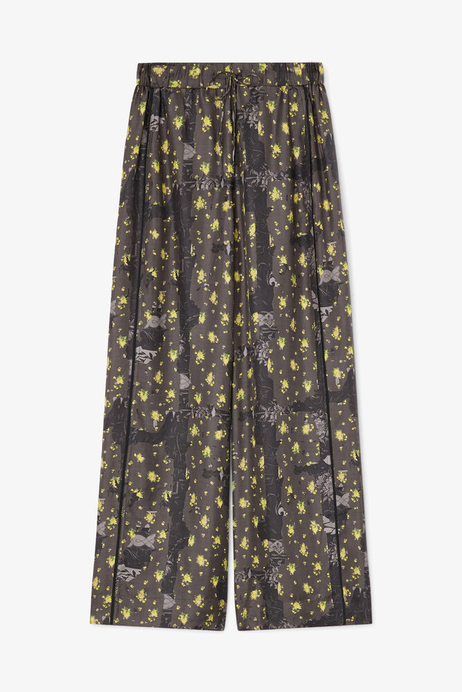 Pantalon en soie imprim&eacute;e, Black Sand