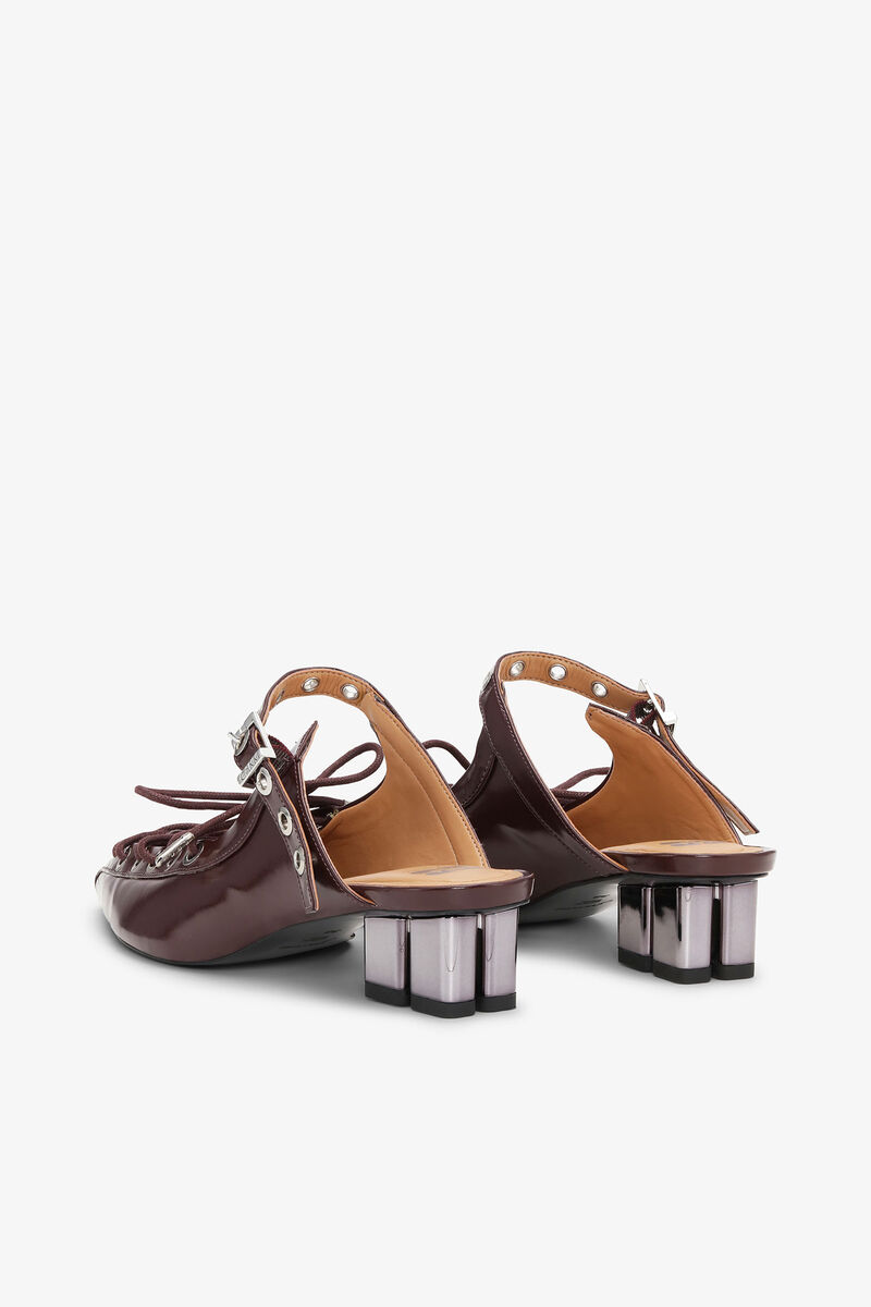 Mules &agrave; lacets en Oleatex marron, Oleatex&trade;, in colour Tawny Port - 3 - GANNI