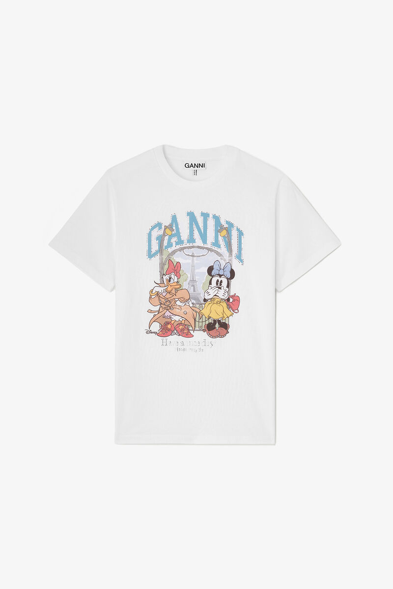 T-shirt with Minnie Mouse & Daisy Duck, Organic Cotton, in colour Bright White - 1 - GANNI