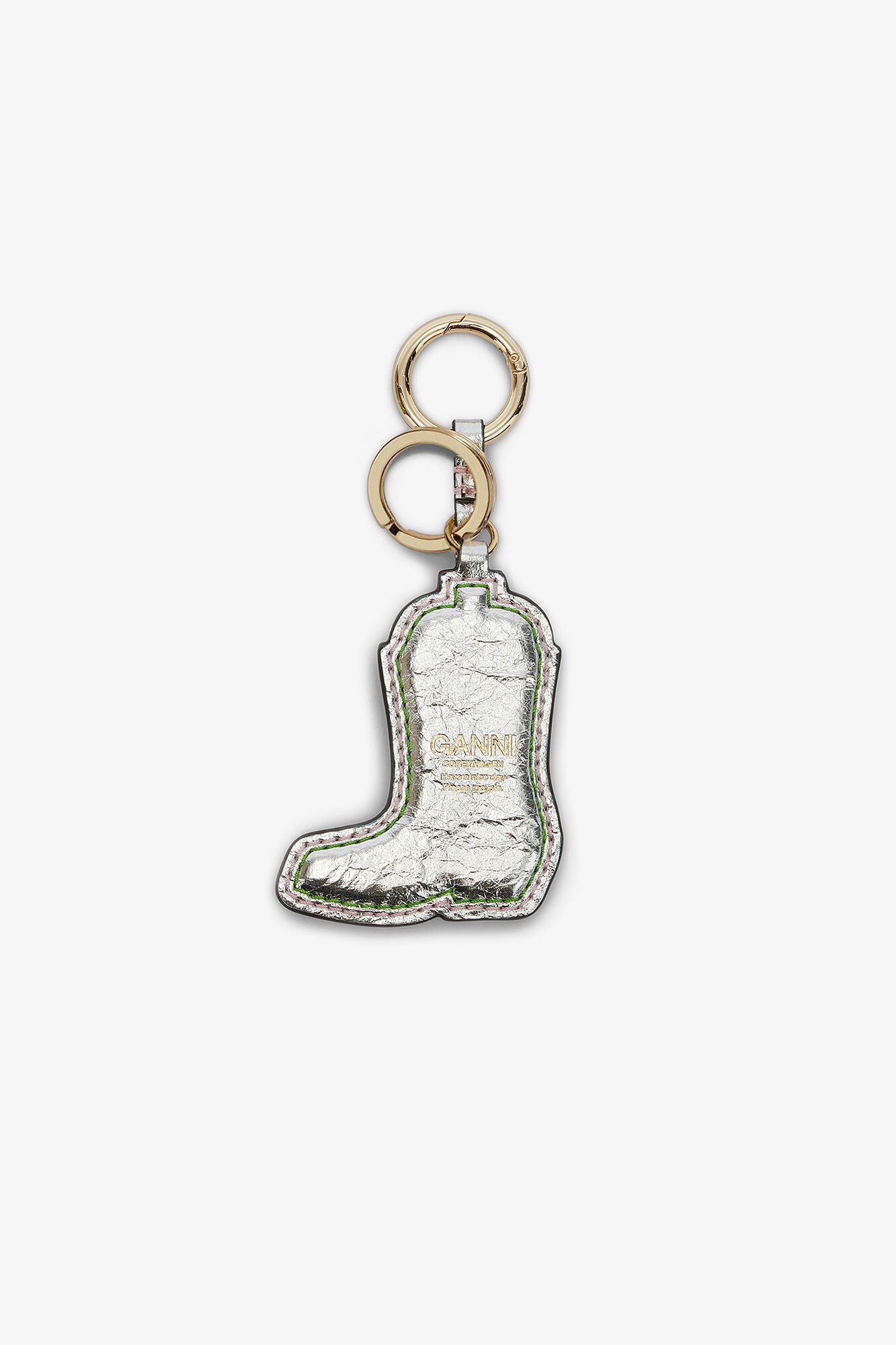 Western Boot Keyring in Metallic, Polyurethane, in colour Multicolour - 2 - GANNI