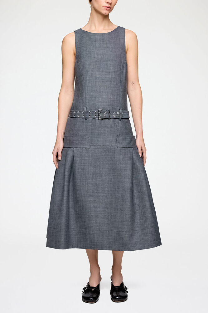 Dress in Grey Wool Melange, Phantom
