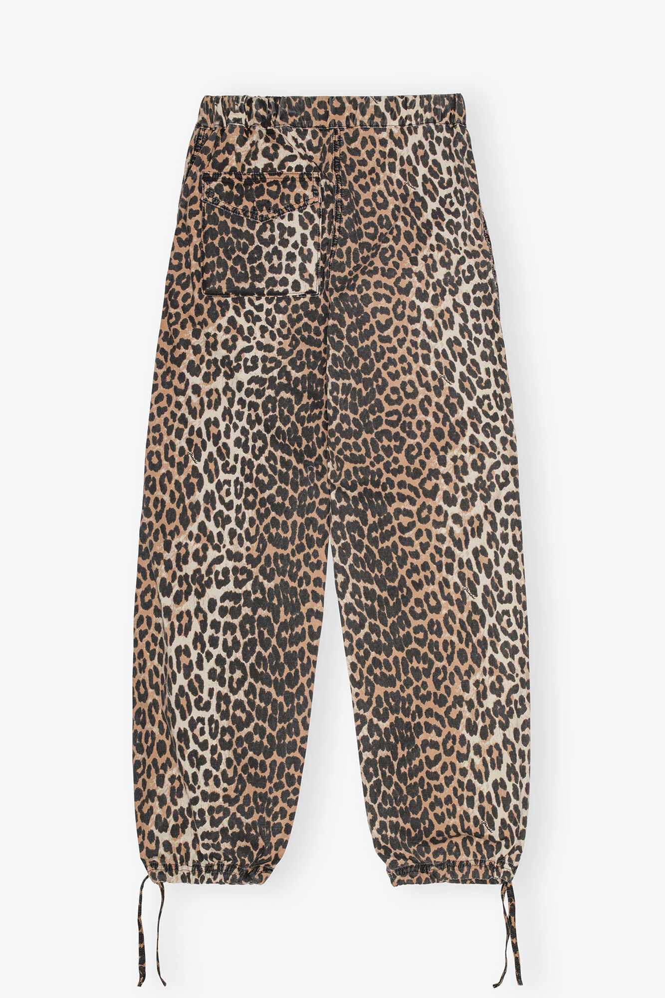 Trousers in Leopard Washed Cotton Canvas, Organic Cotton, in colour Almond Milk - 2 - GANNI