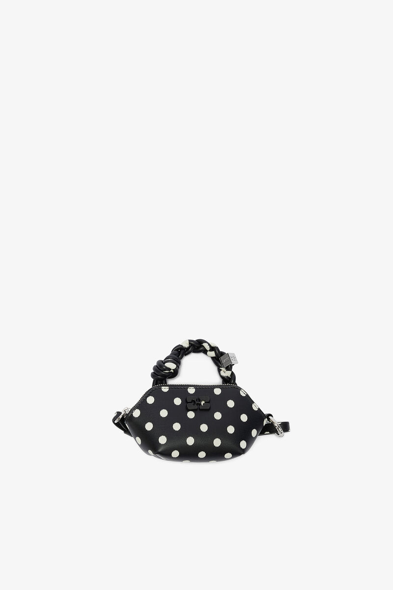 Polka-Dot Nano Bou Bag, Recycled Leather, in colour Black - 1 - GANNI