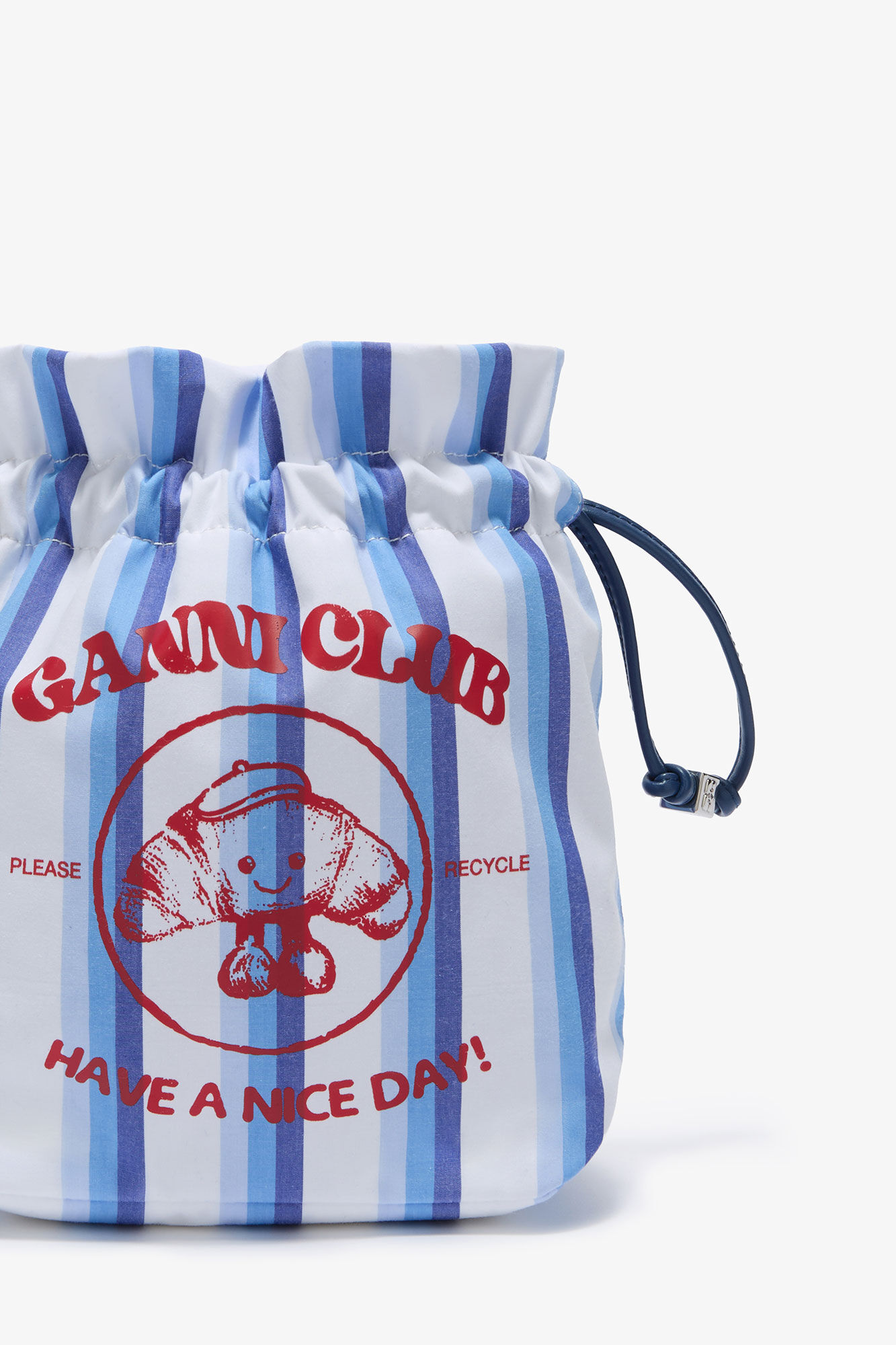 Striped Paris GANNI Club Pouch, Organic Cotton, in colour Silver Lake Blue - 3 - GANNI