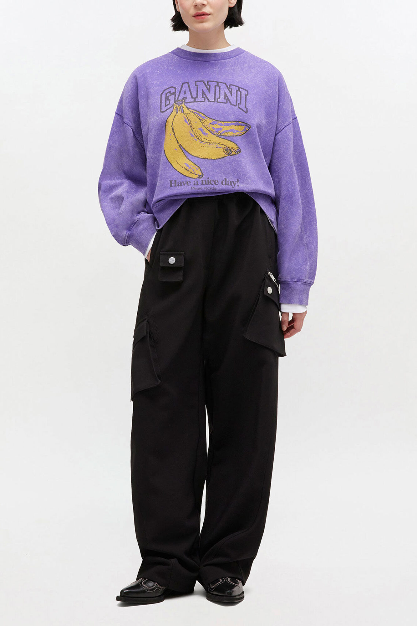 Sweatshirt im Vintage-Waschungsstil, Organic Cotton, in colour Passion Flower - 2 - GANNI