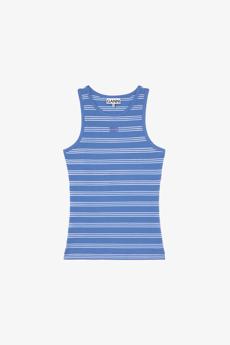 D&eacute;bardeur ray&eacute;, Organic Cotton, in colour Nouvean Navy - 1 - GANNI