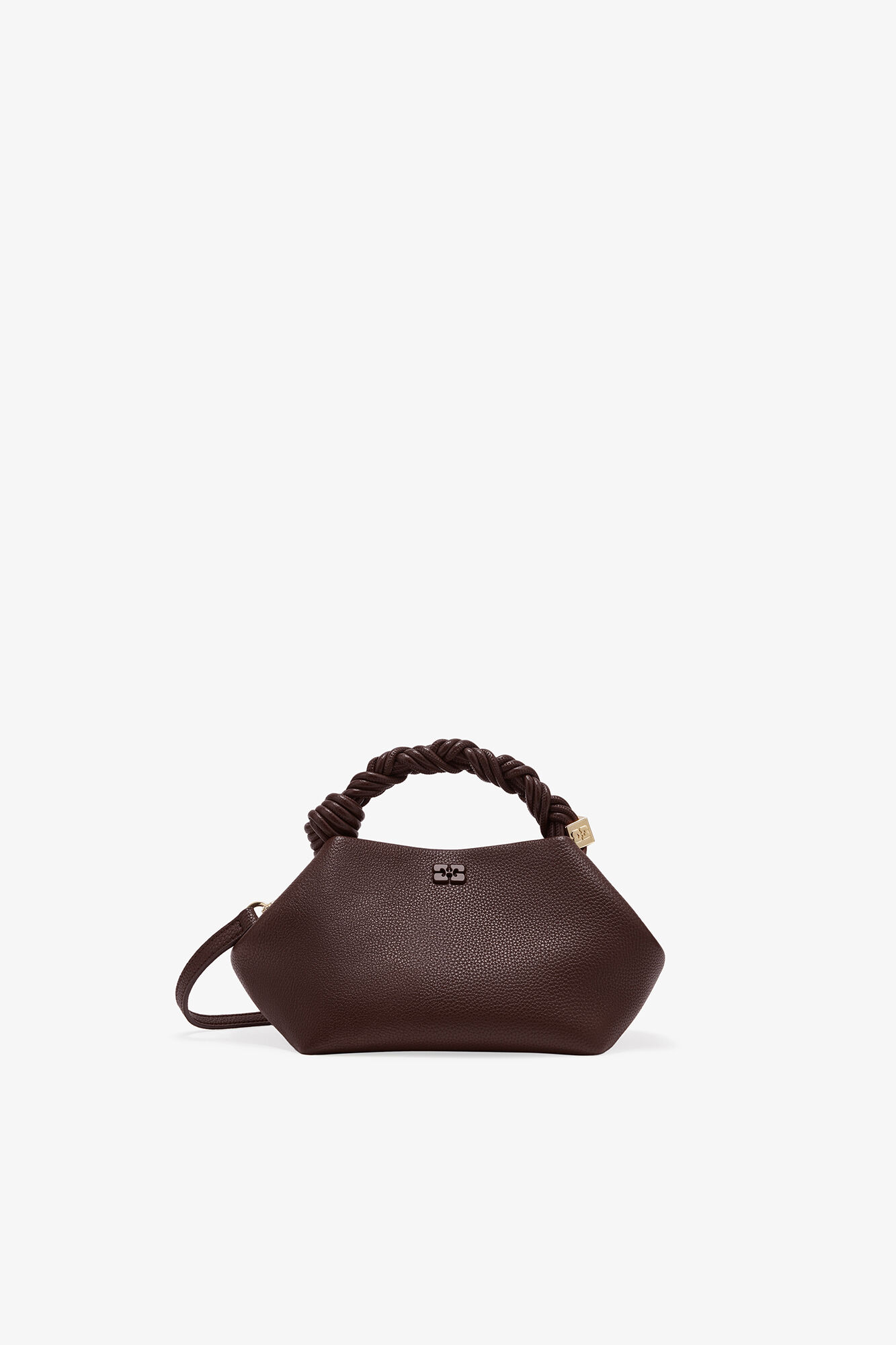 Brown Grained Small Bou Bag, Recycled Polyester, in colour Chicory Coffee - 1 - GANNI