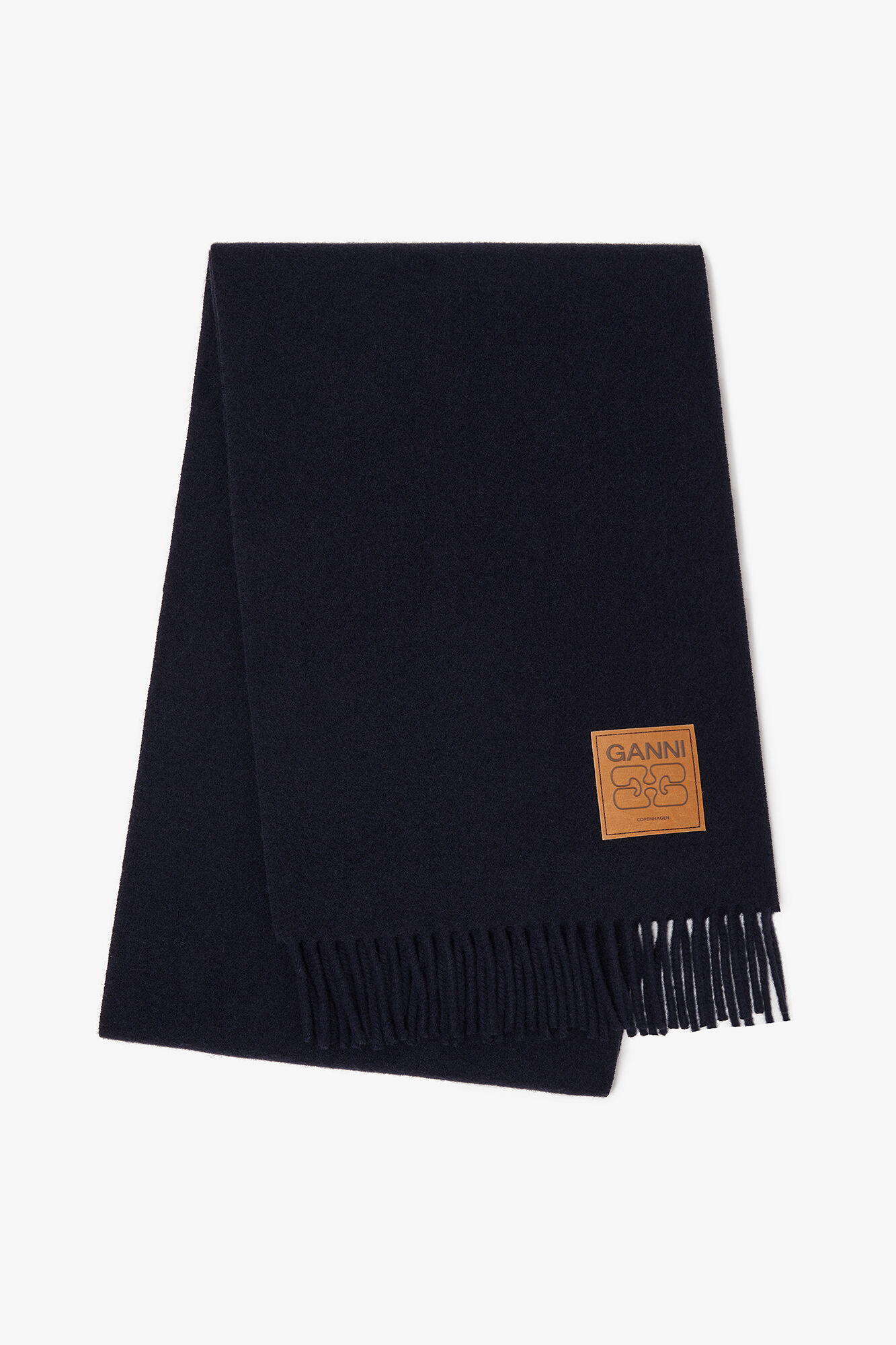 Dark Blue Wool Scarf, Wool, in colour Sky Captain - 1 - GANNI