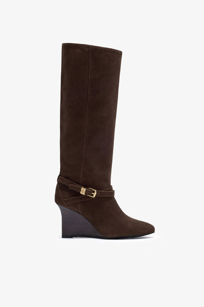 Kat High Boot in Brown Suede, Chicory Coffee