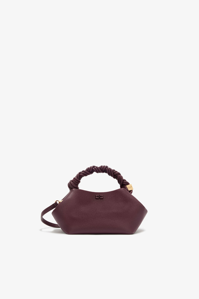 Small Bou Bag in Burgundy, Polyurethane, in colour Port Royale - 1 - GANNI