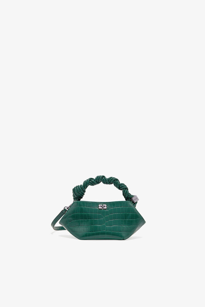 Green Croco Patent Mini Bou Bag, Pineneedle