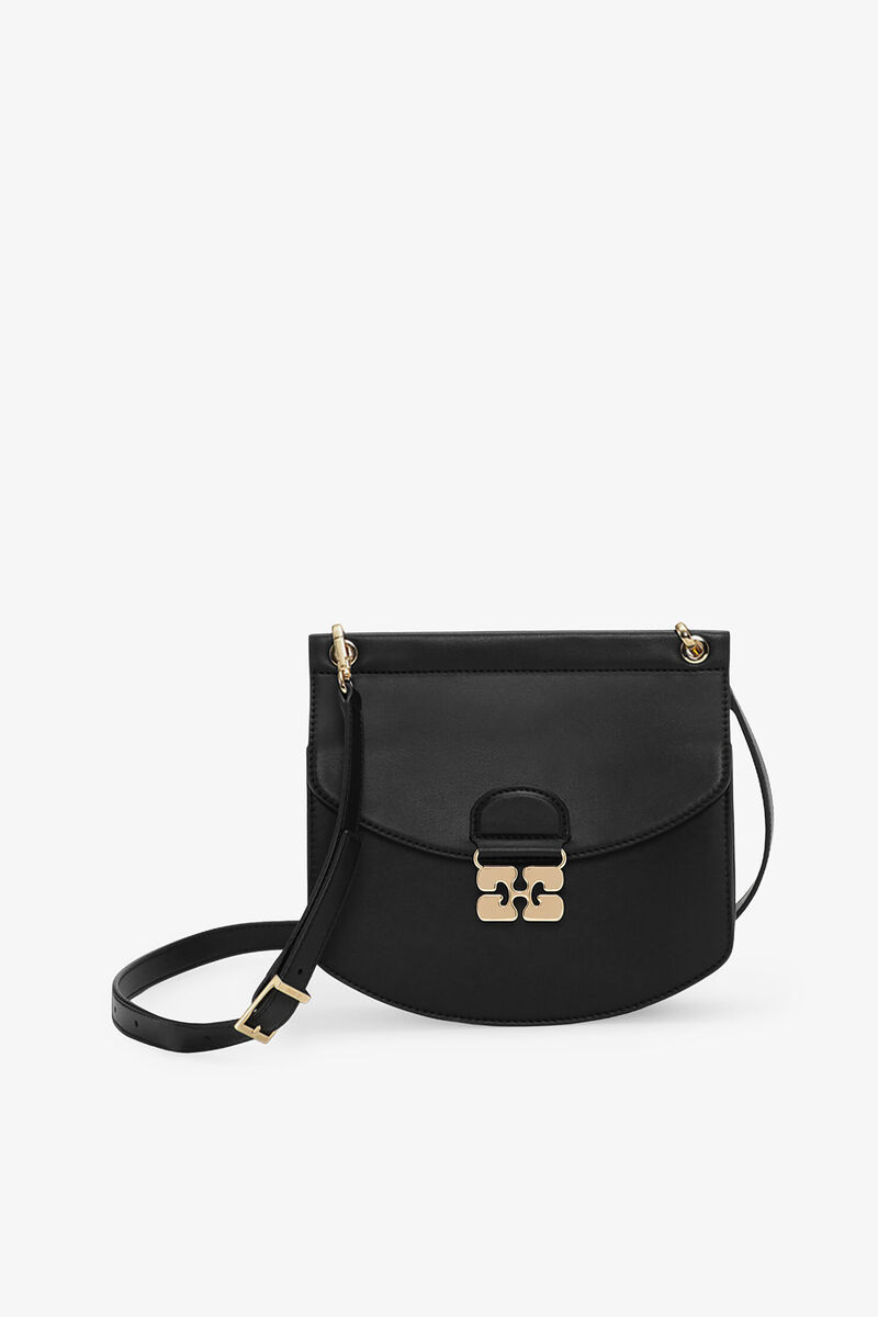 Black Small Apo-G Bag, Recycled Leather, in colour Black - 1 - GANNI