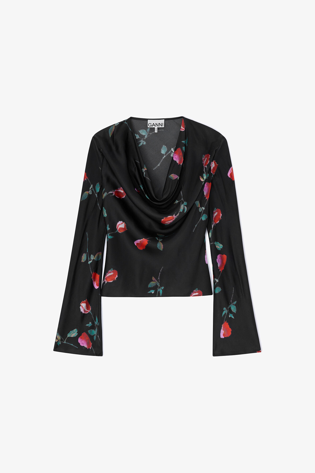 Bedruckte Satinbluse, Viscose, in colour Black - 1 - GANNI