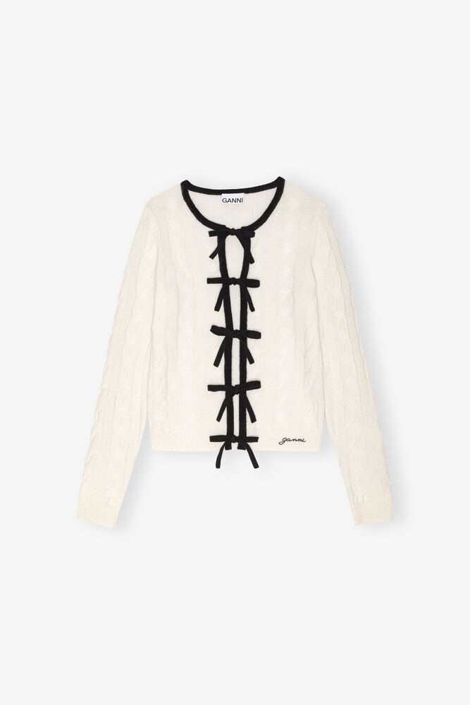 Cardigan in White Cashmere Mix, Egret