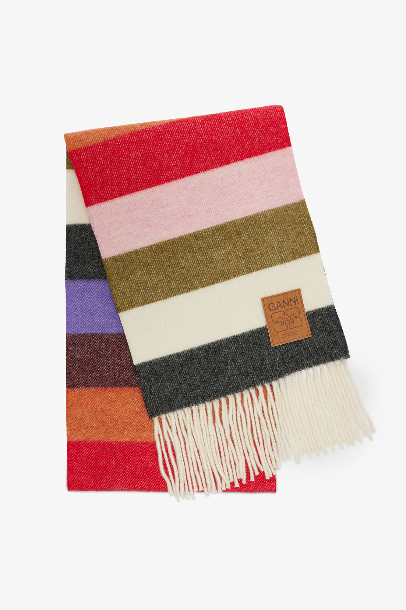 Wool Knit Scarf, Wool, in colour Multicolour - 1 - GANNI