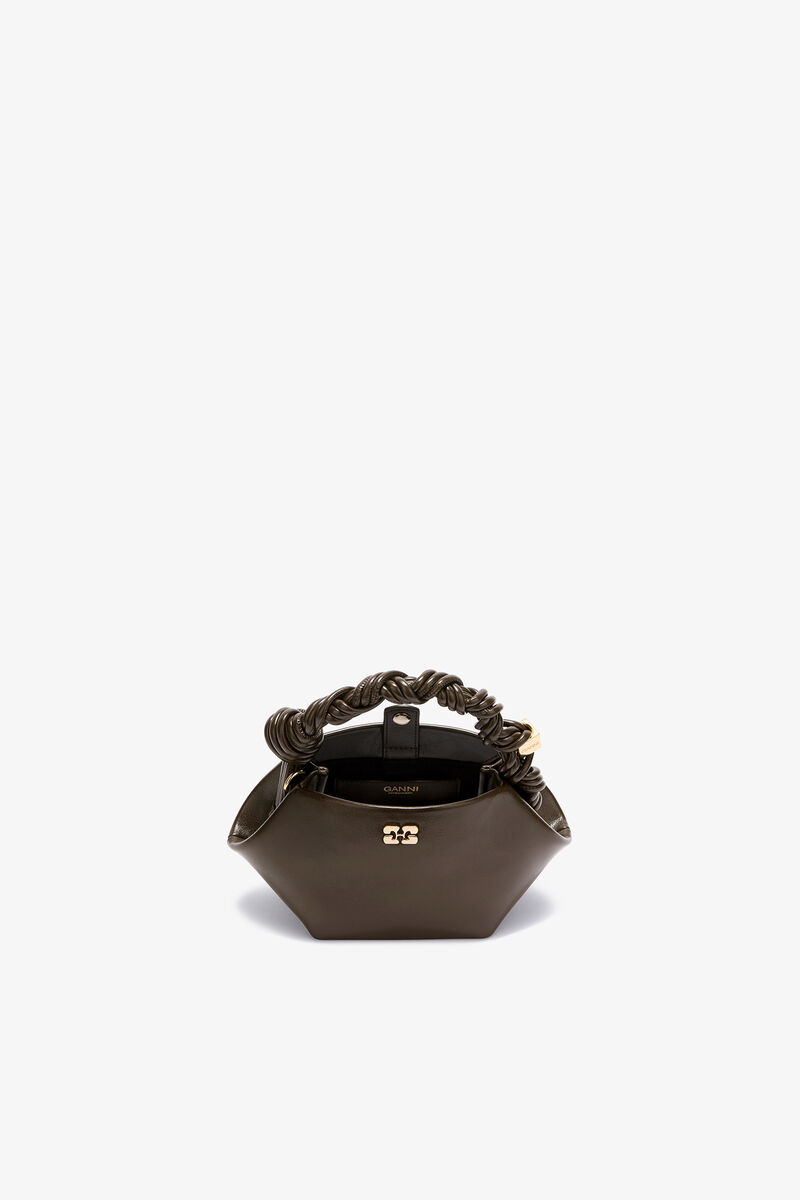 Green Crinkle Mini Bou Bag, Polyurethane, in colour Dark Olive - 3 - GANNI