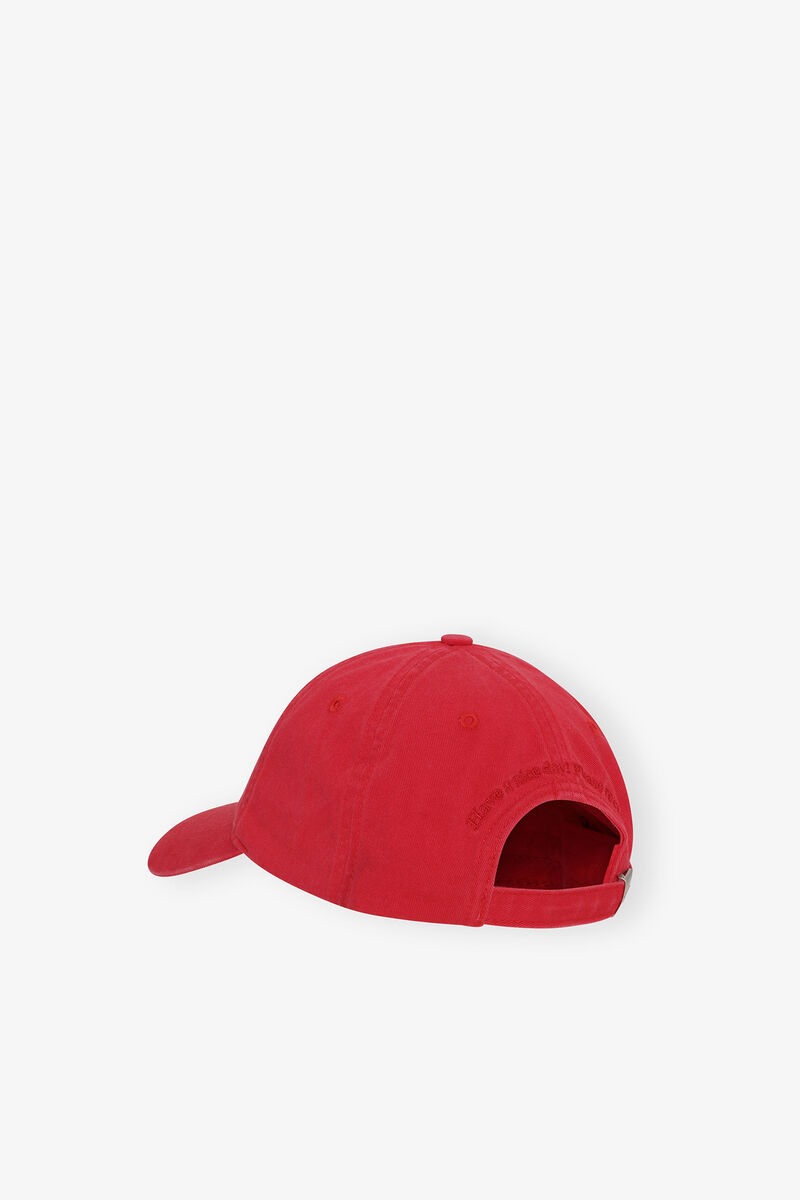Red Canvas Cap, Organic Cotton, in colour Fiery Red - 2 - GANNI
