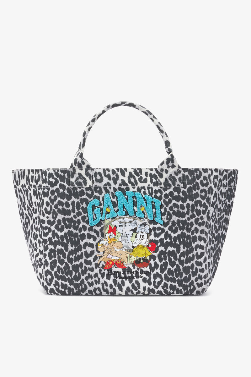 Tote XXL with Minnie Mouse & Daisy Duck, Recycled Cotton, in colour Silver - 1 - GANNI