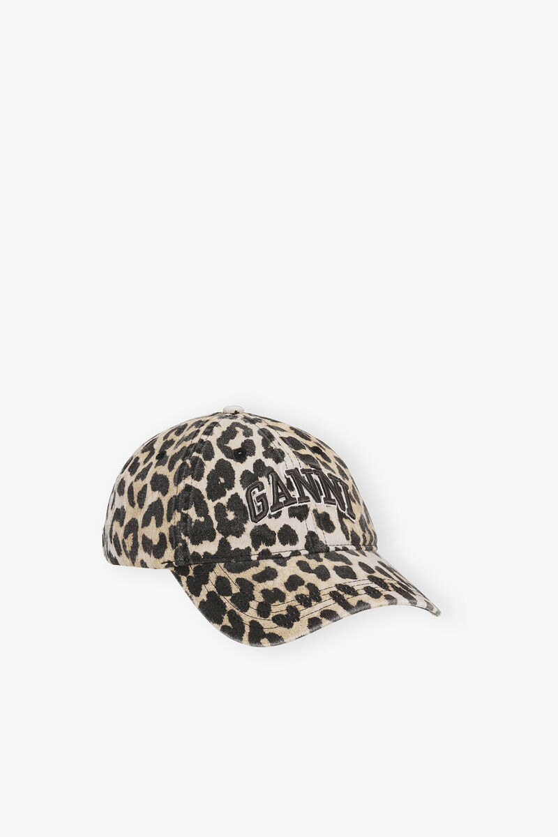 Leopard Canvas Cap, Organic Cotton, in colour Leopard - 1 - GANNI