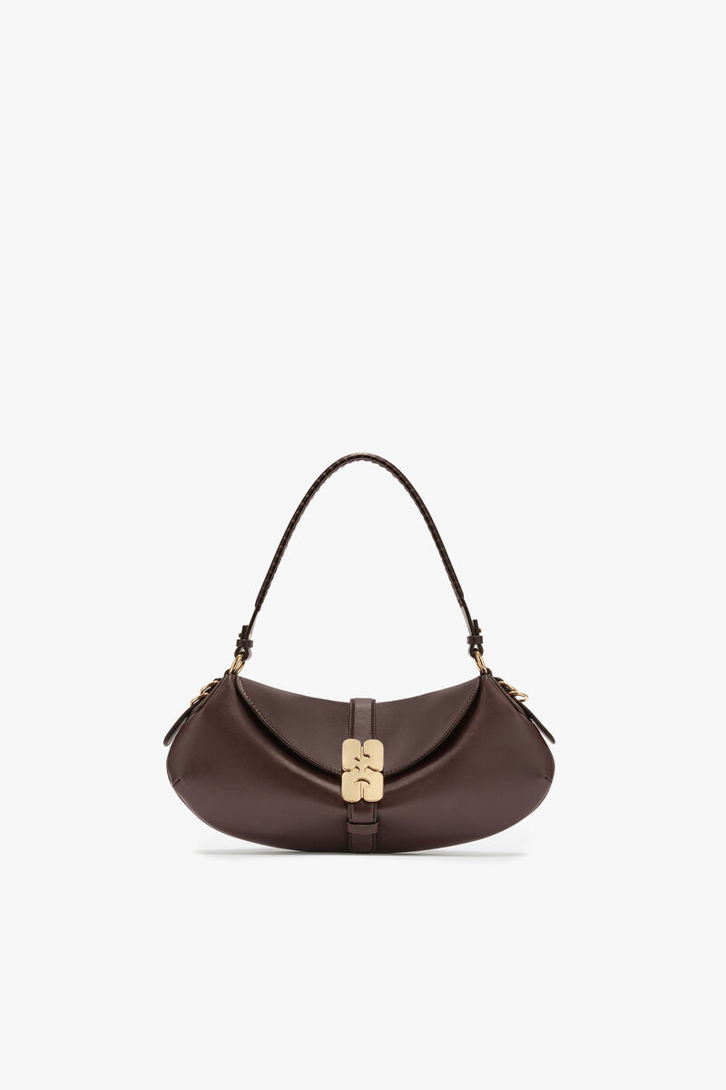 B-Kat Bag in Brown, Recycled Leather, in colour Chicory Coffee - 1 - GANNI