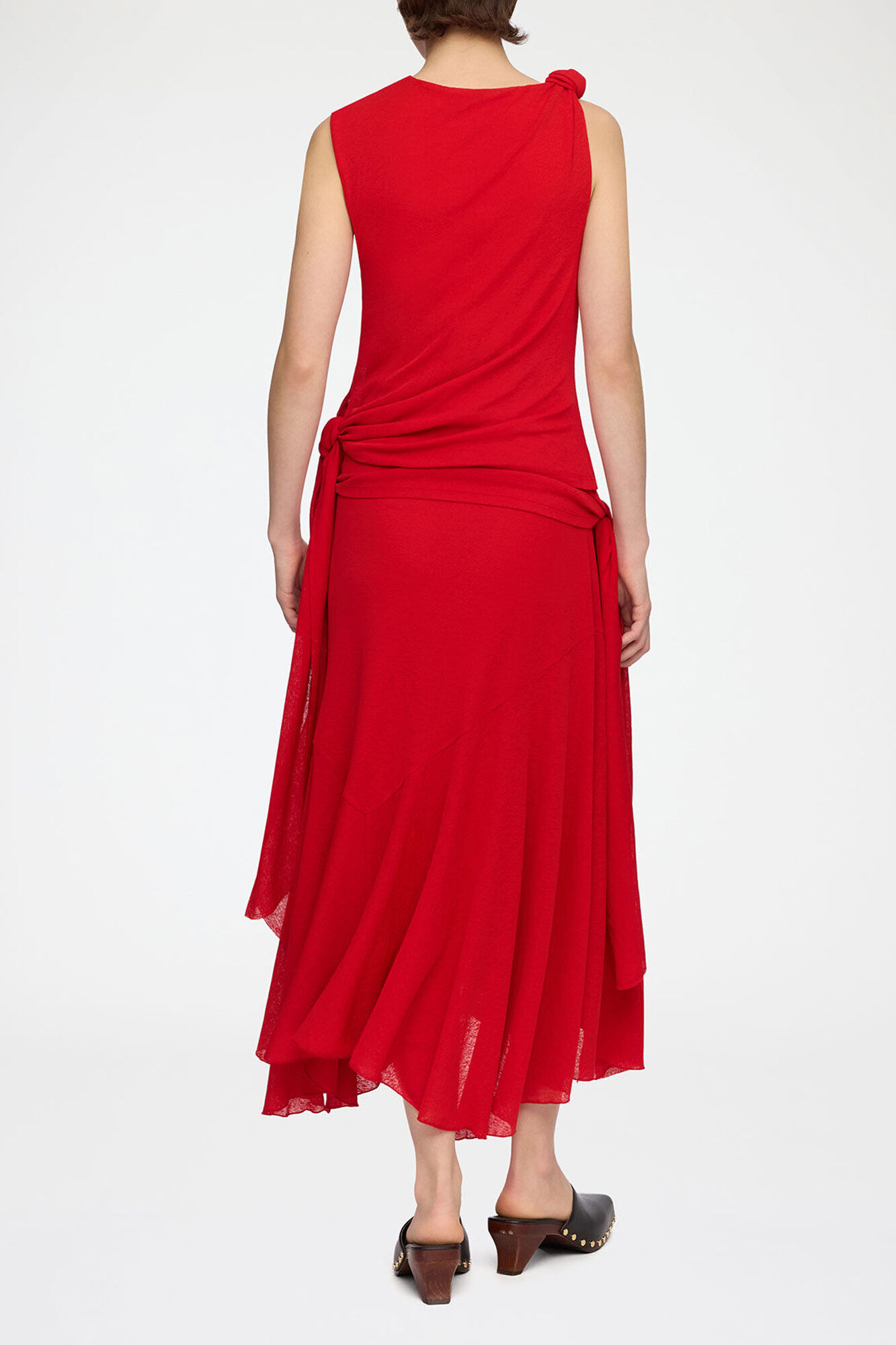 Robe longue en maille chin&eacute;e, Recycled Polyester, in colour Goji Berry - 2 - GANNI