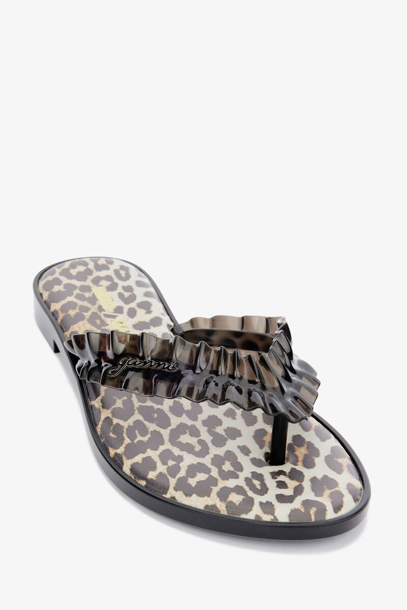 Melissa flip flop i leopardprint, Polyvinyl Chloride, in colour Black - 4 - GANNI