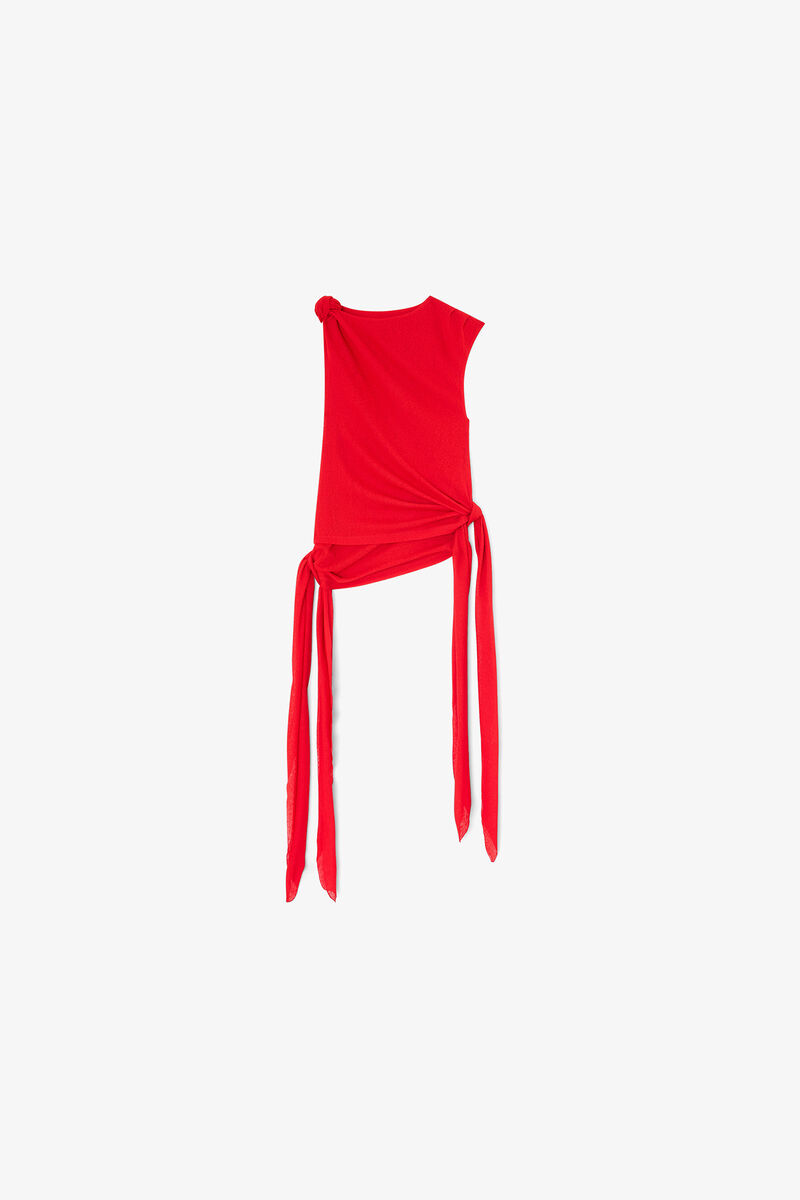 Top in Marl Mesh, Recycled Polyester, in colour Goji Berry - 1 - GANNI
