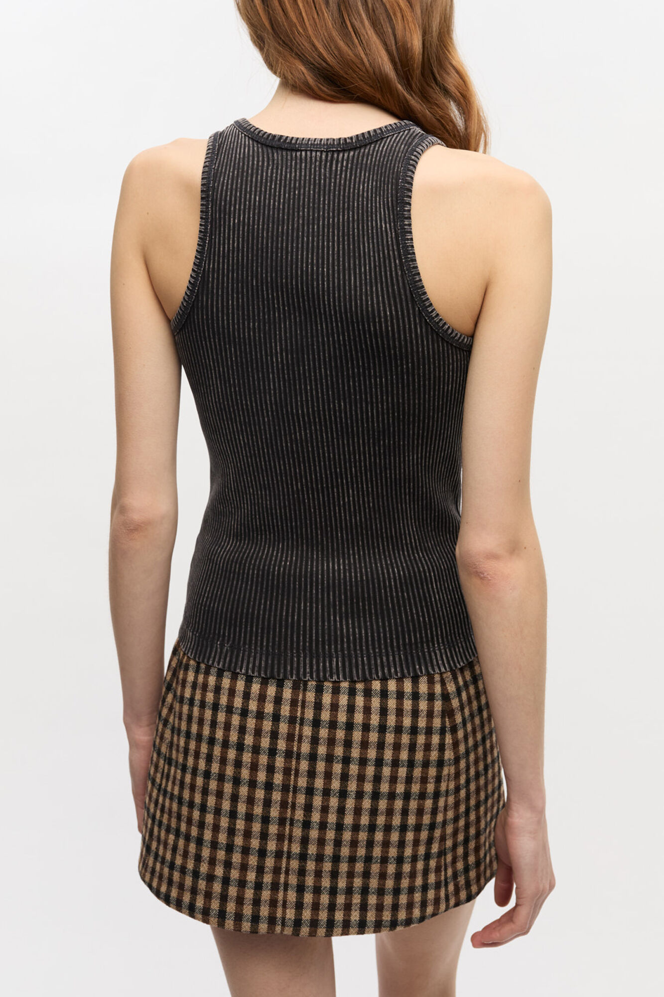 Black Washed Tank Top, Organic Cotton, in colour Black Washed - 4 - GANNI