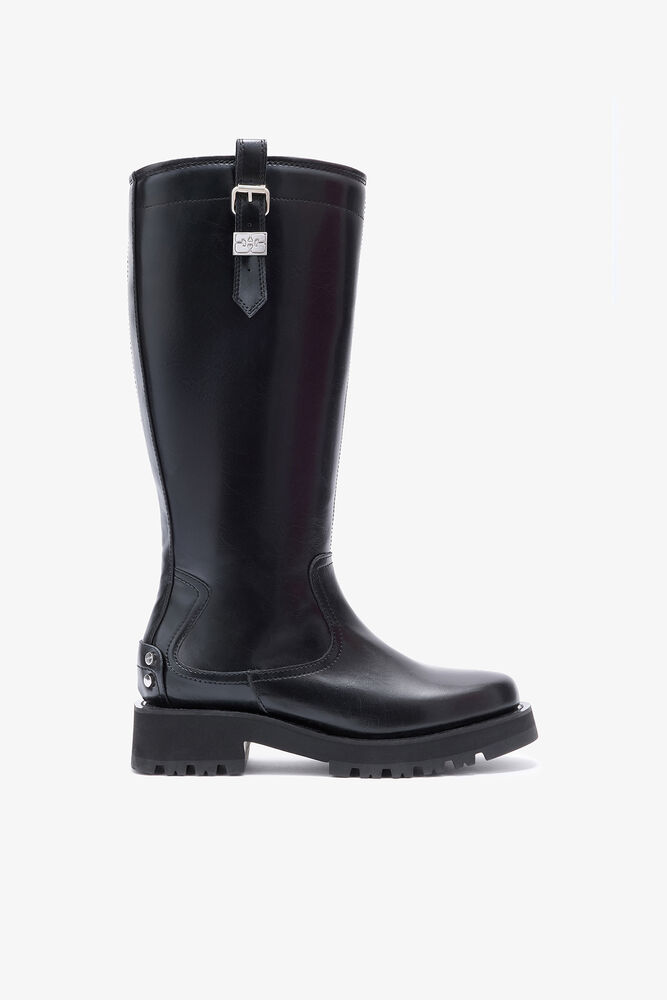 High Boots in Black Oleatex, Black