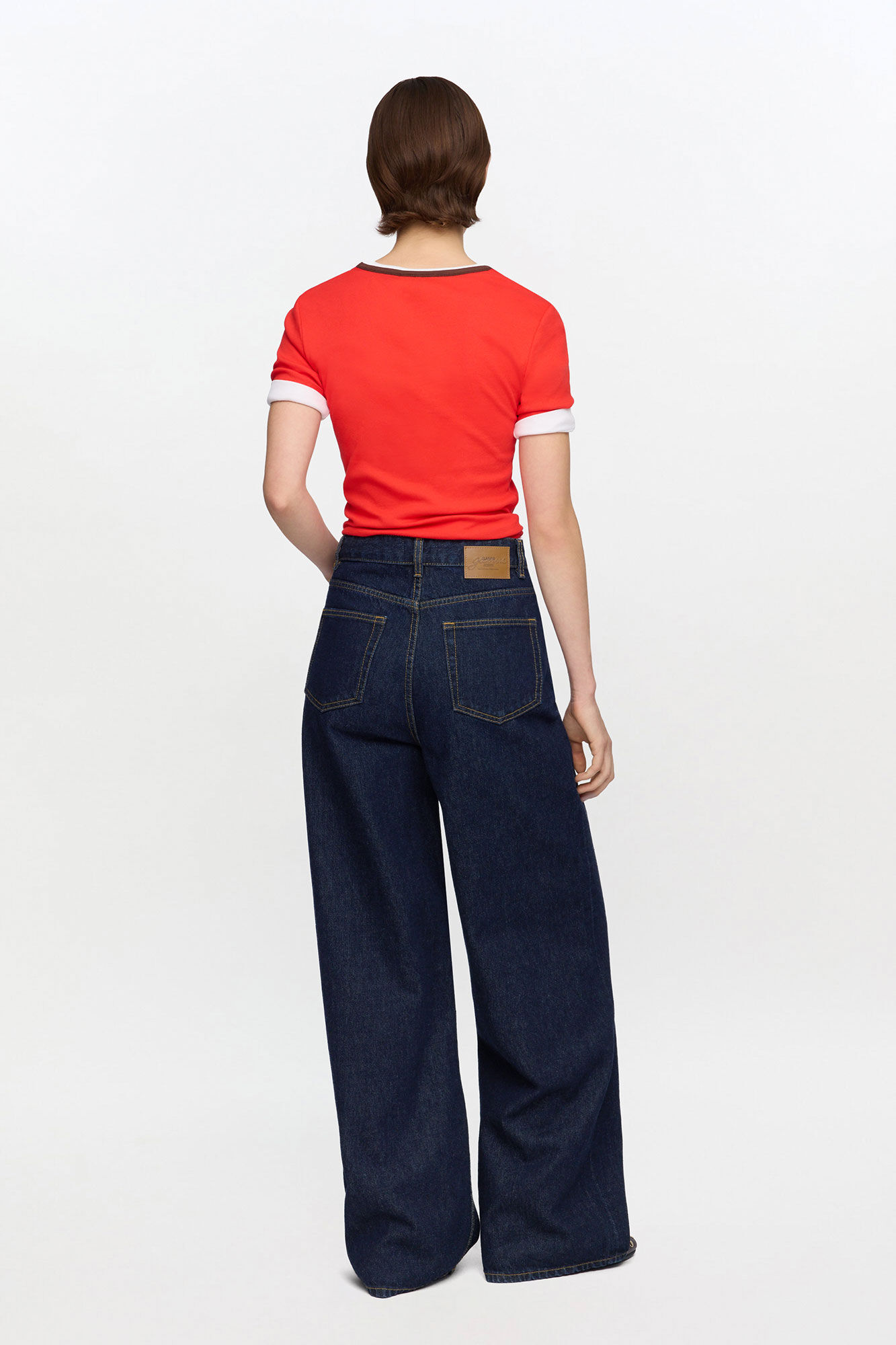 T-shirt in Cotton Rib, Organic Cotton, in colour High Risk Red - 2 - GANNI
