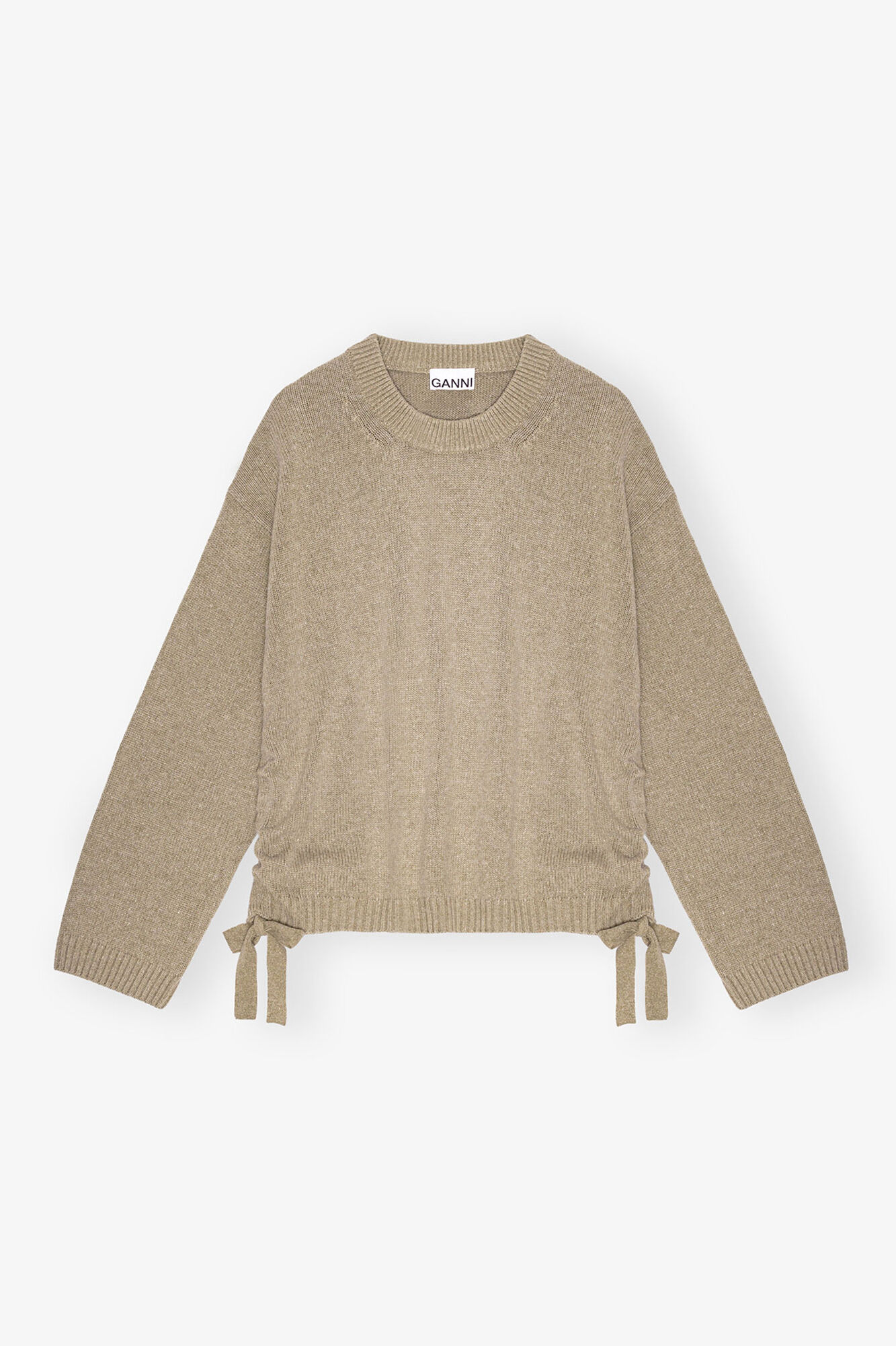 Brown Future Wool Mix Oversized Jumper, Recycled Wool, in colour Dusty Olive - 1 - GANNI