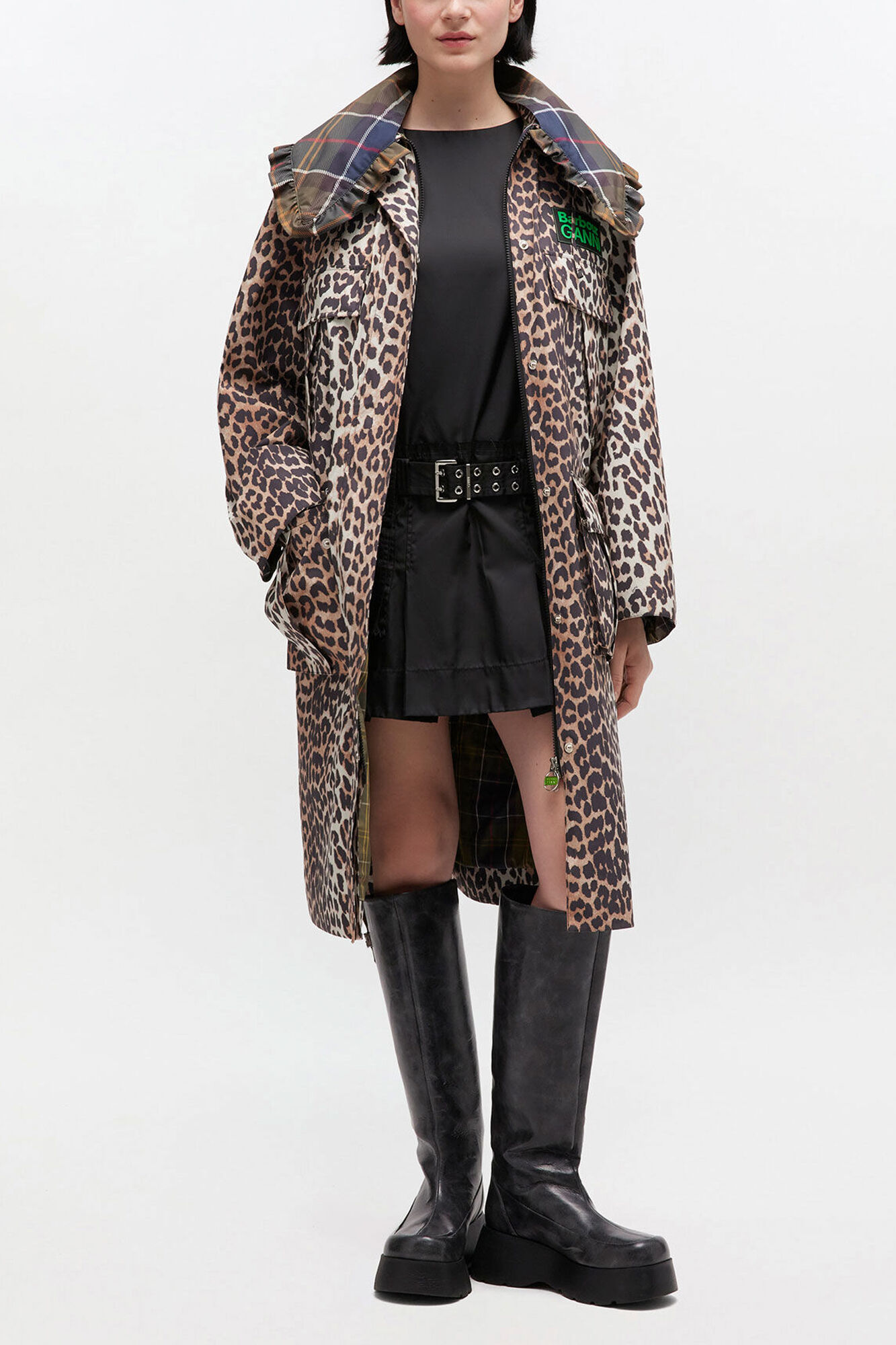 Long Coat in Leopard, Recycled Polyester, in colour Leopard - 1 - GANNI