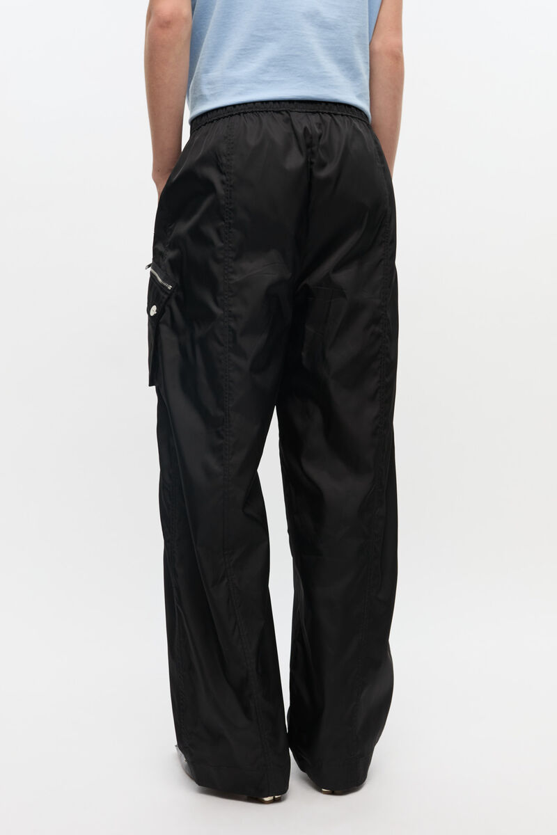 Pants in Elasticated Black Nylon, Recycled Polyamide, in colour Black - 3 - GANNI