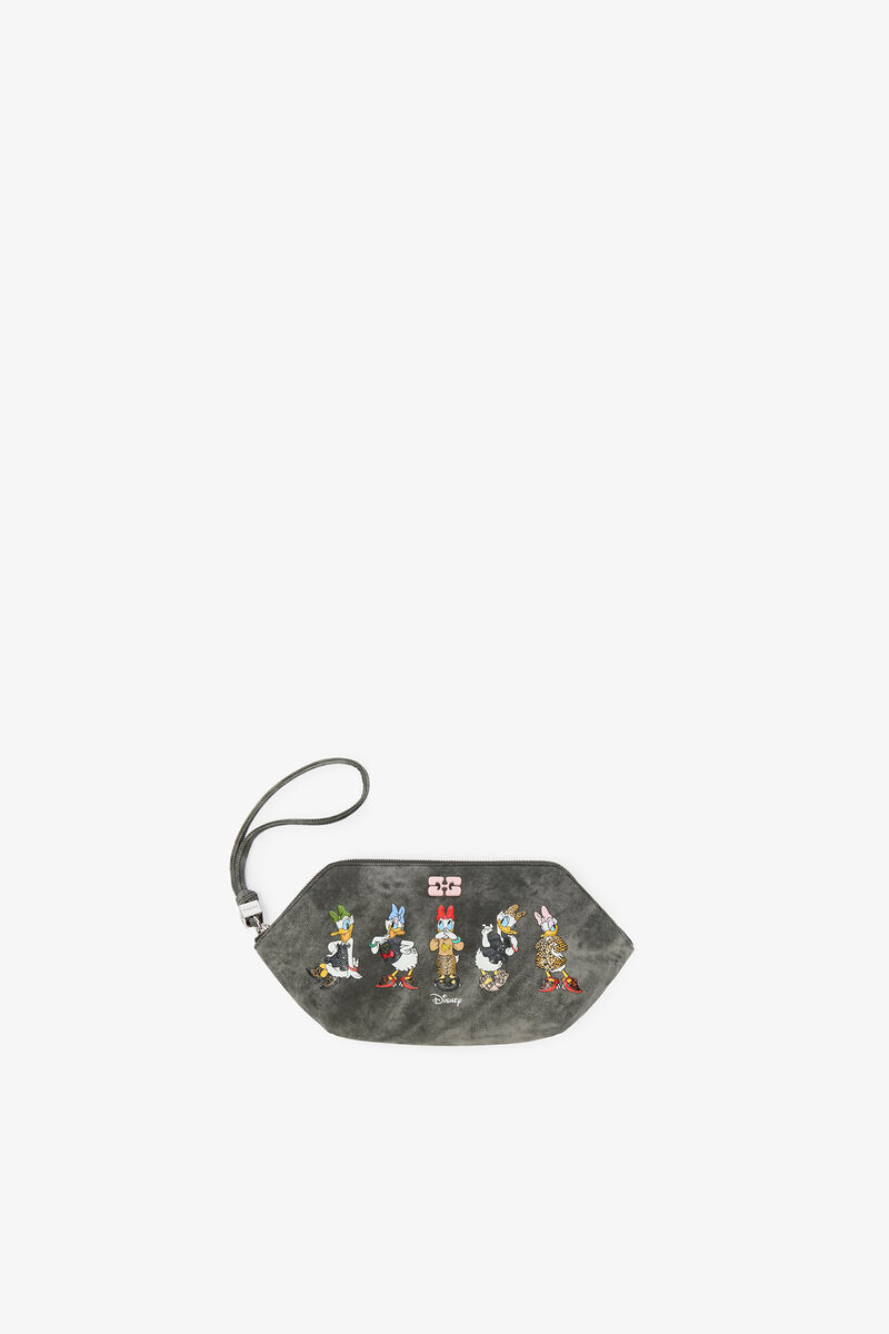 Daisy Duck Bleached Make-Up Pouch, Recycled Polyester, in colour Black Oyster - 1 - GANNI