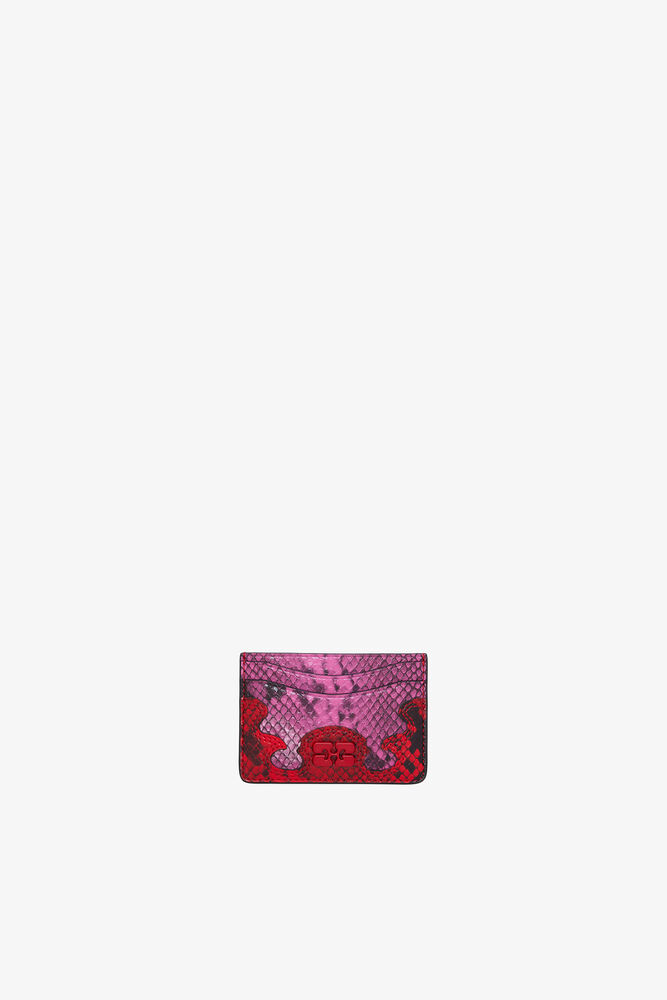 Bou Card Holder in Pink Snake, Raspberry Rose