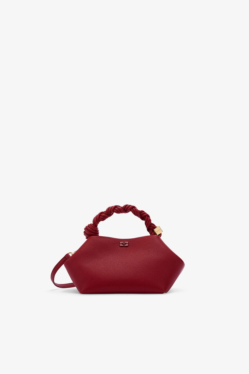 Red Grained Small Bou Bag, Recycled Polyester, in colour Red Dahlia - 1 - GANNI