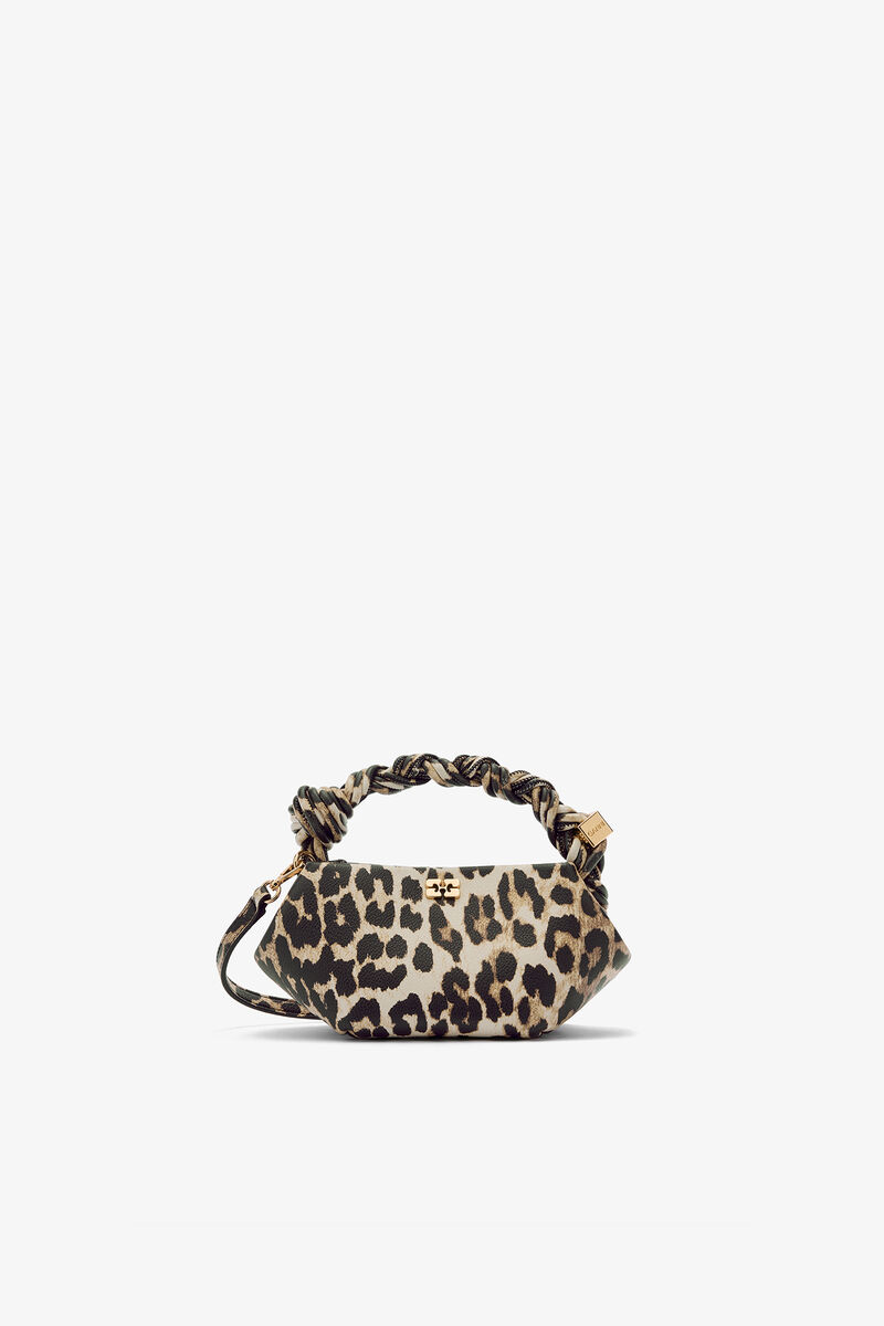 Leopard Grained Mini Bou Bag, Recycled Polyester, in colour Almond Milk - 1 - GANNI